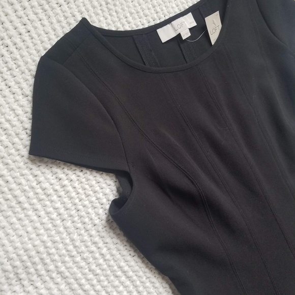 LOFT Cap Sleeve Fit and Flare Black Dress - Picture 4 of 8